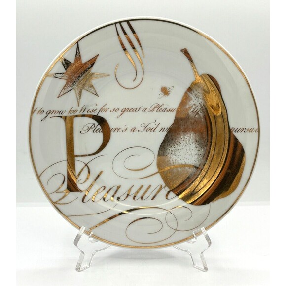 Pottery Barn Salad Dessert‎ Plates Bone China Poetry Gold Trimmed 8.5" Set of 4 - Picture 12 of 16